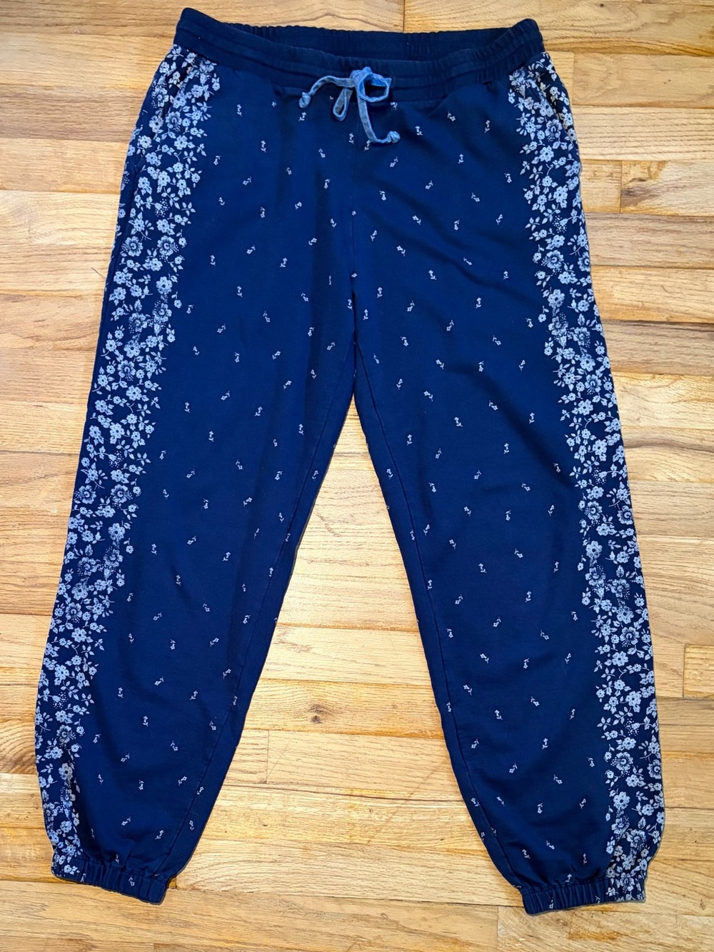 Lucky Brand Navy Floral-Trim Joggers